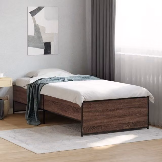 Berkfield Home Bed Frame in Brown Oak, 90 x 200 cm