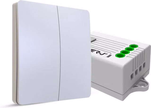 EnerJ Smart 2 Gang Wireless 2 Way 600W RF Receiver Switch in White