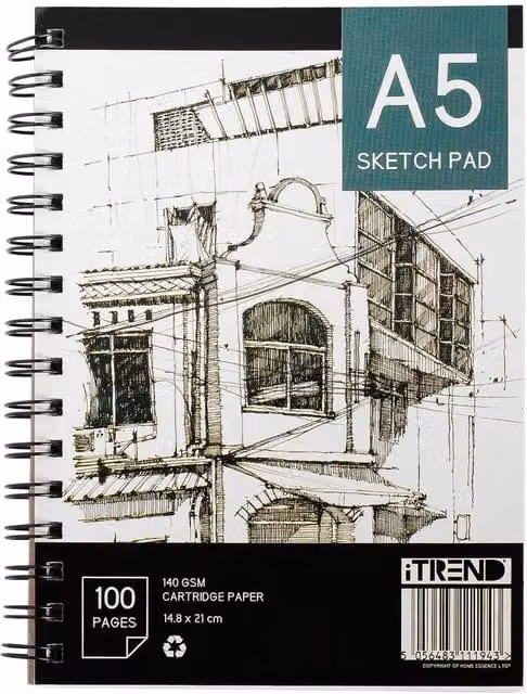iTrend A5 Artist Sketch Pad with 100 White 135gsm Paper Pages