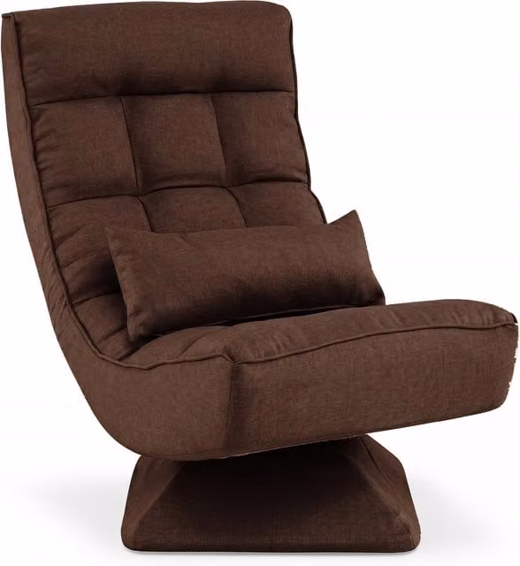 COSTWAY 5 Position Adjustable Floor Chair in Brown with Metal Frame and Fabric Upholstery