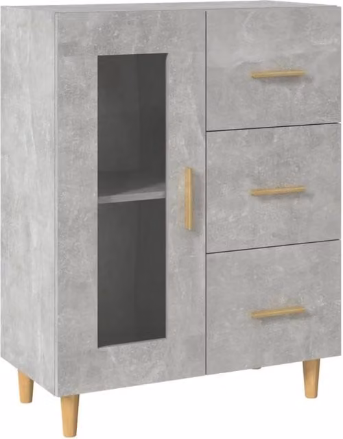 Berkfield Home Sideboard in Concrete Grey, W/D/H: 69.5 x 34 x 90 cm