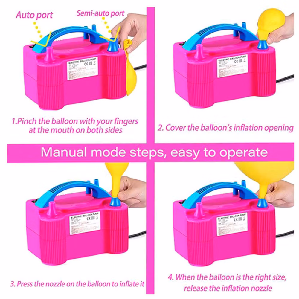Dragodirect Portable Dual Nozzle Electric Balloon Pump and Air Blower, Pink – 3