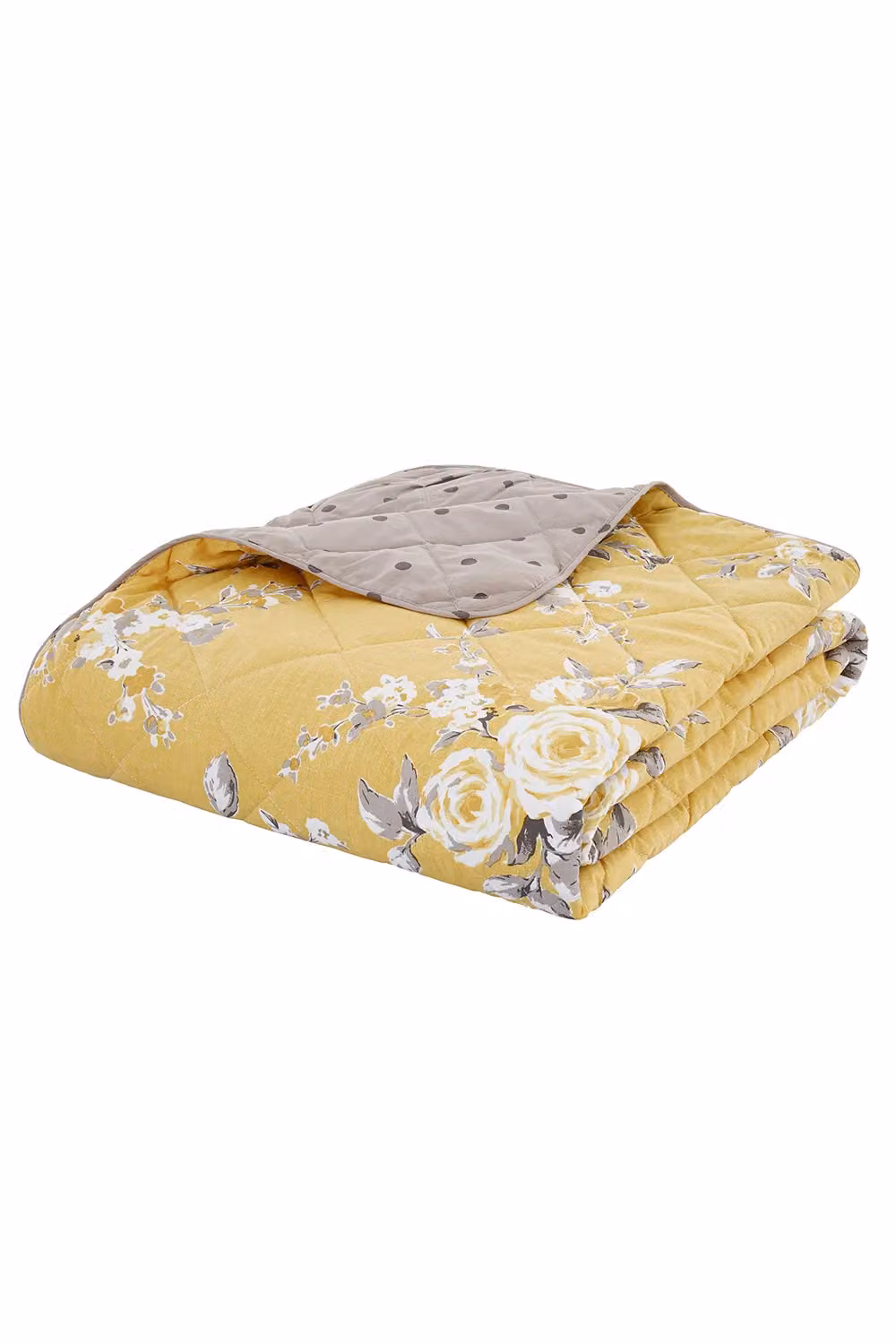 Catherine Lansfield Canterbury Floral Reversible Bedspread in Yellow – 2