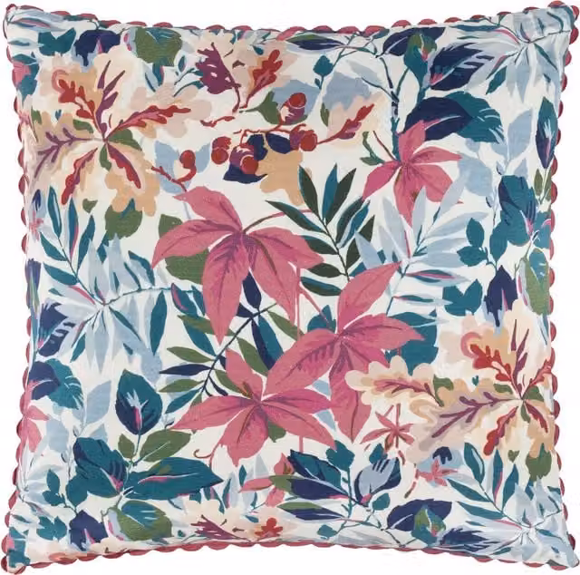 Sanderson Robins Floral Wood Printed Square Filled Cushion, Mulberry Blue, W/D/H: 50 x 50 x 50 cm
