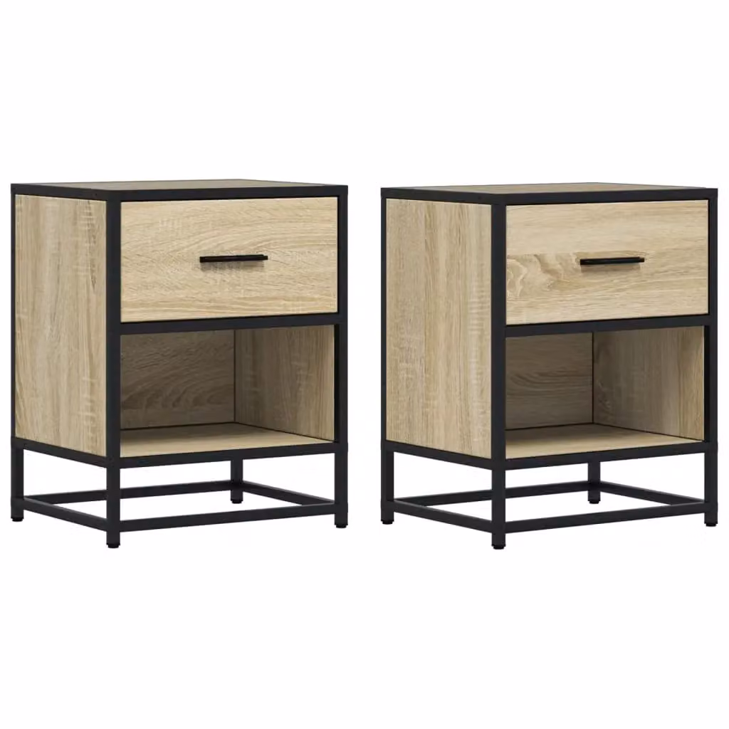 Berkfield Home Set of 2 Bedside Cabinets in Sonoma Oak Brown, W/D/H: 40 x 31 x 50 cm – 2