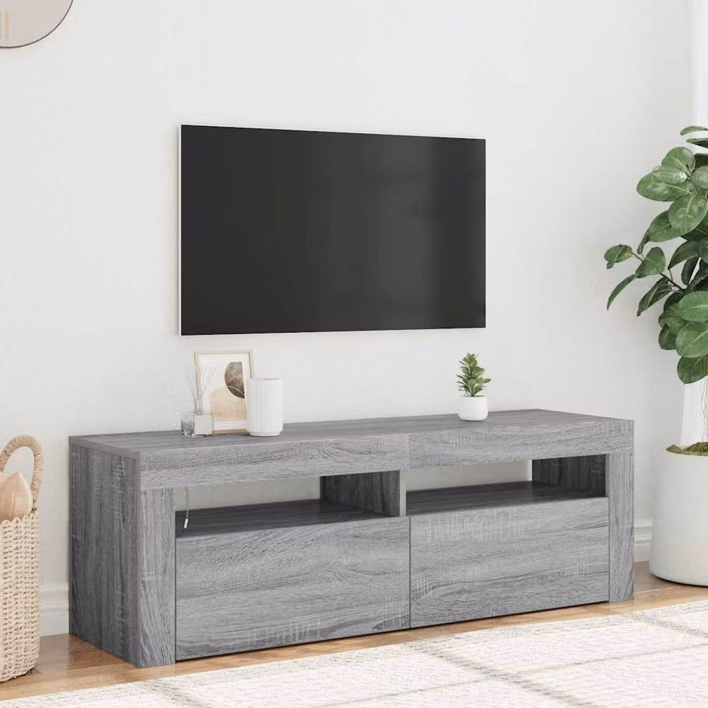 Berkfield Home Modern TV Cabinet with LED Lights in Grey Sonoma, W/D/H: 120 x 35 x 40 cm – 2