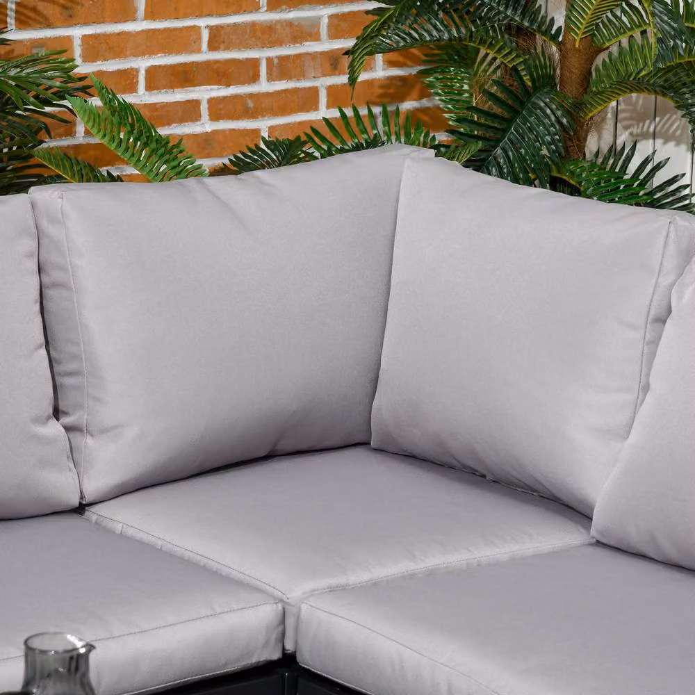 STILVORA Modern 5-Seater Sofa with Metal Frame in Grey – 5