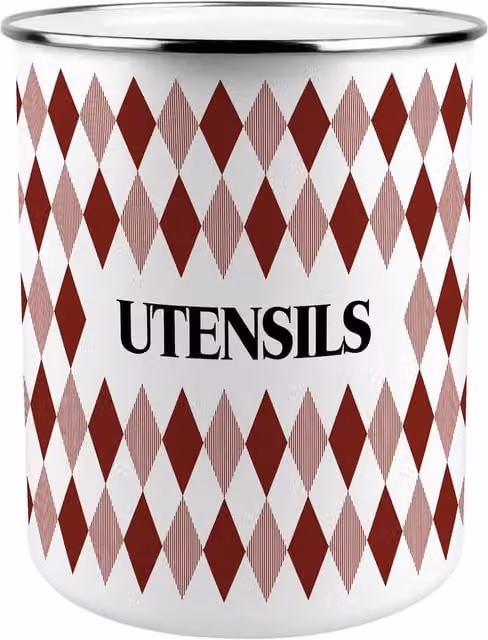 Purely Home Red Argyle Print Ceramic Freestanding Kitchen Utensil Holder