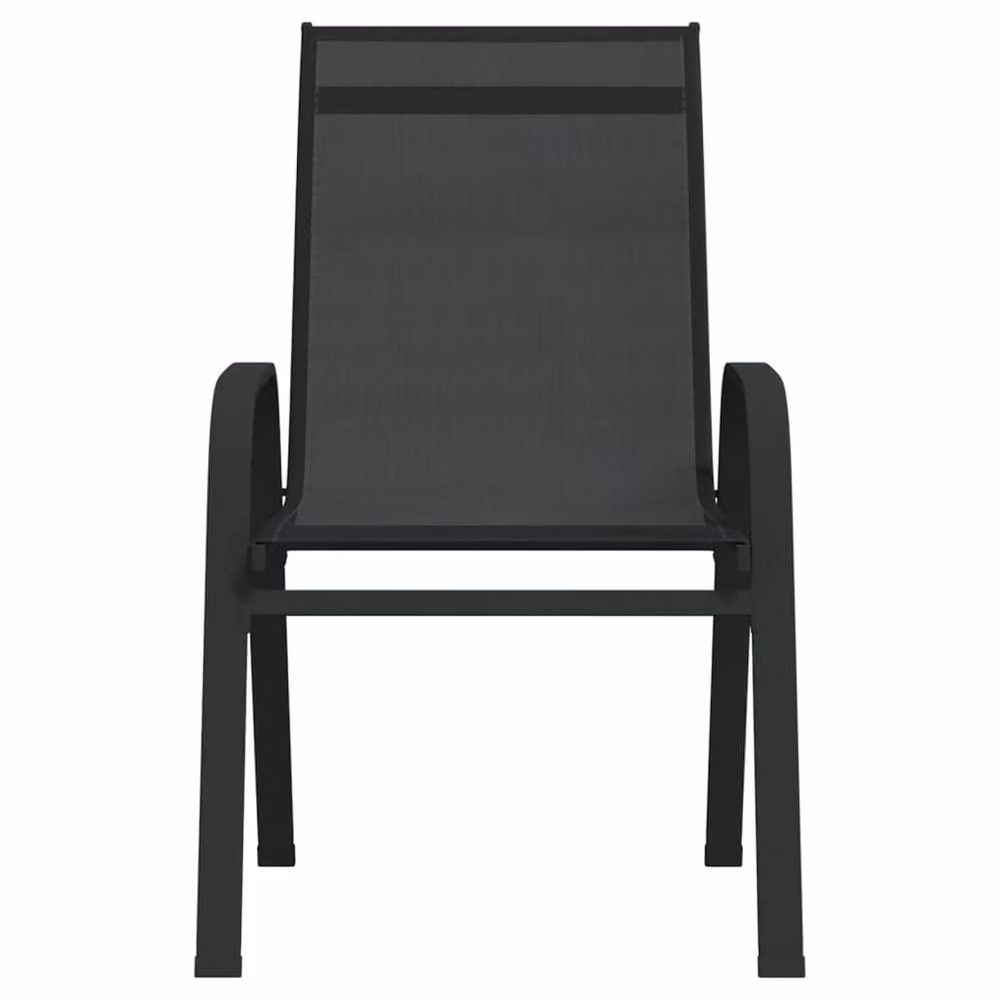 Berkfield Home Set of 2 Stackable Modern Garden Chairs in Black Textilene Fabric and Metal – 3