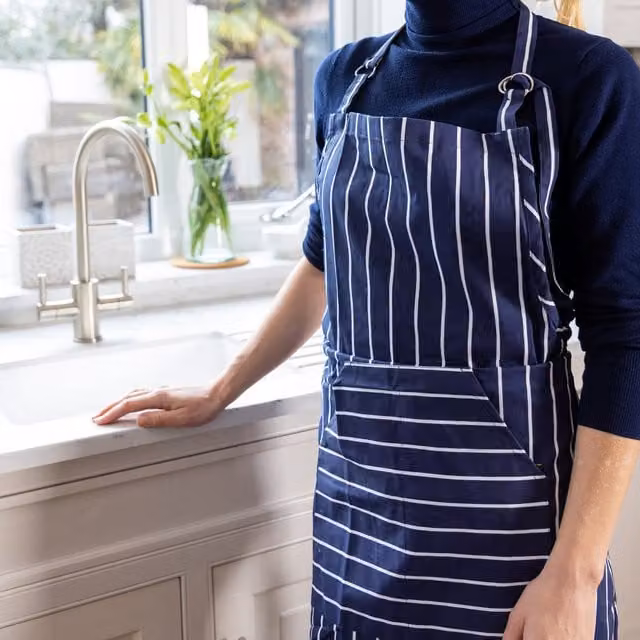 KitchenCraft Blue and White Butcher's Stripe Apron