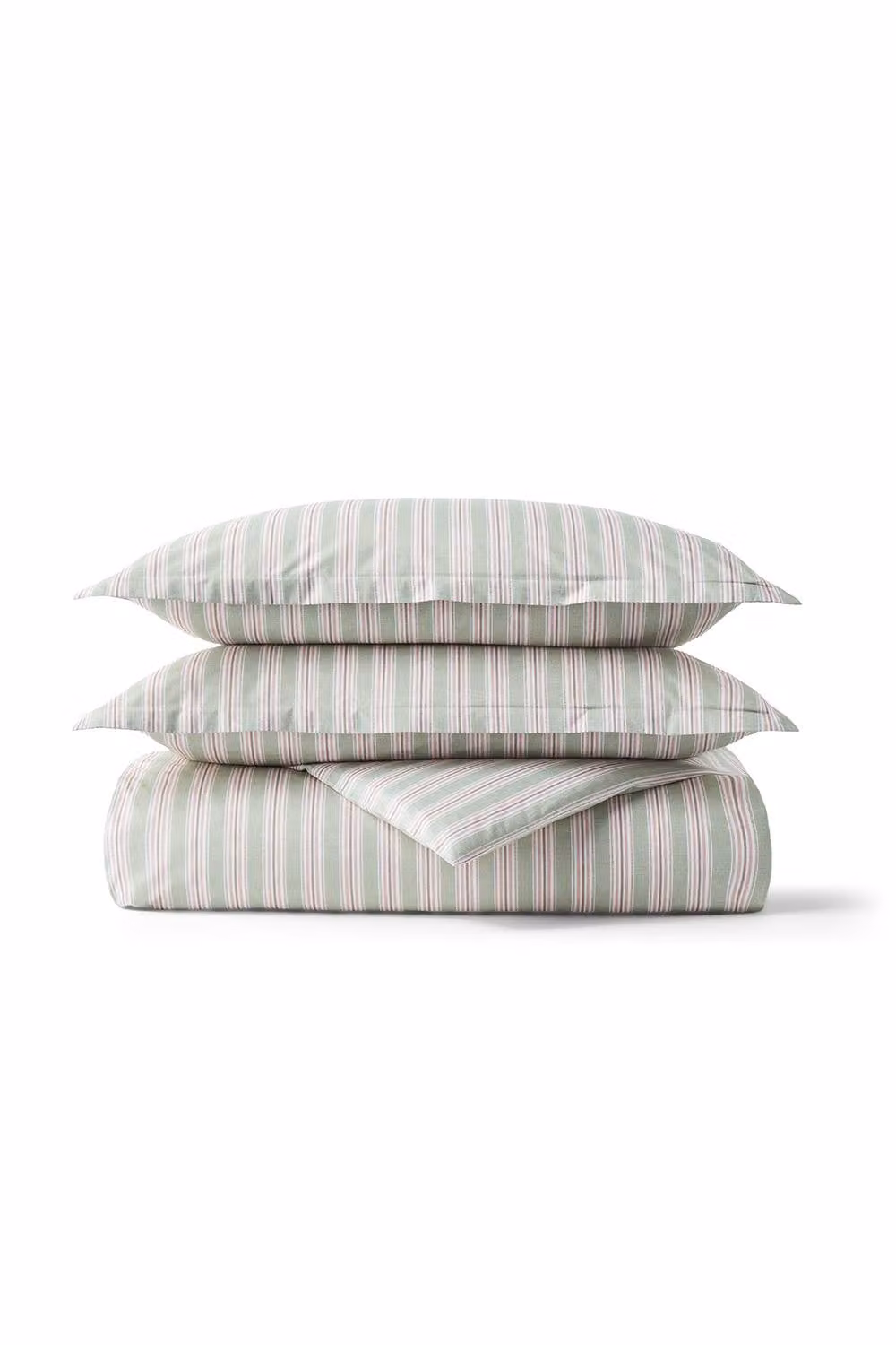 Christy Calder Stripe Cotton Percale Duvet Cover and Pillowcase Set in Pink and Green, W/H: 200 x 200 cm, Pillowcase: 50 x 75 cm – 2