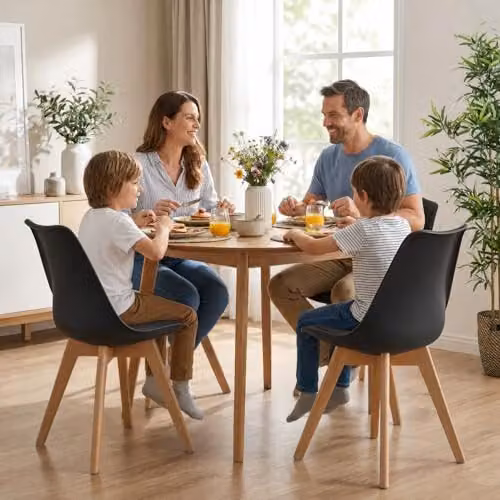Bravich LTD Rocco Tulip Dining Chair in Black with Synthetic Leather Cushion and Beech Wood Legs – 2