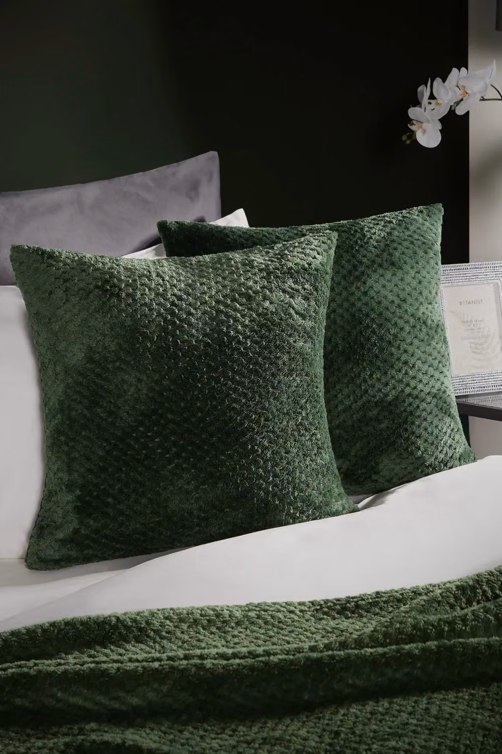 OHS Set of 4 Waffle Fleece Square Cushion Covers, Green, W/D/H: 45 x 45 x 45 cm – 3