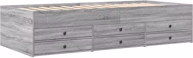 Berkfield Home Versatile Daybed with Drawers in Grey Sonoma, W/D/H: 200 x 100 x 45.5 cm