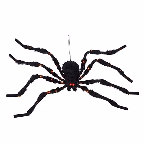 Lights4fun Buzz the Spider LED Halloween Hanging Decoration, 150 cm, Red, Orange and Black – 3