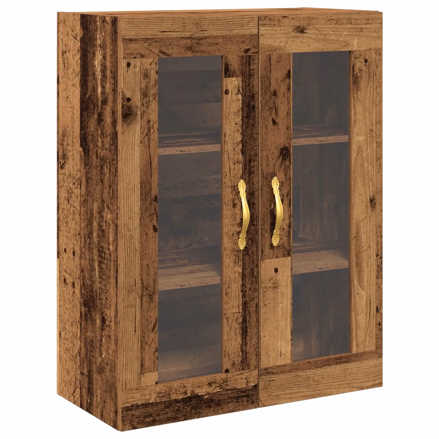 Berkfield Home Wall-Mounted Cabinet with Glass Doors in Brown and Gold, W/D/H: 69.5 x 34 x 90 cm – 2
