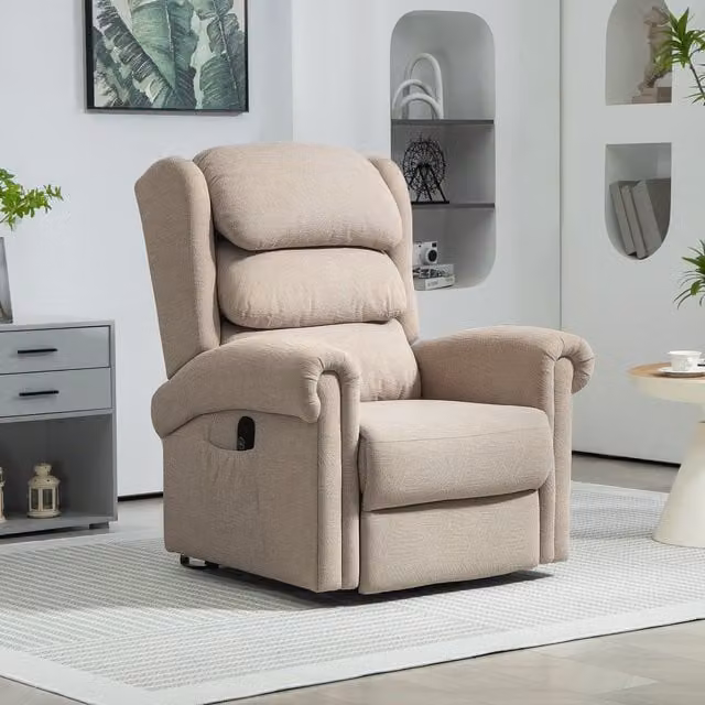 HOMCOM Power Lift Recliner Chair for Seniors in Khaki Velvet Fabric