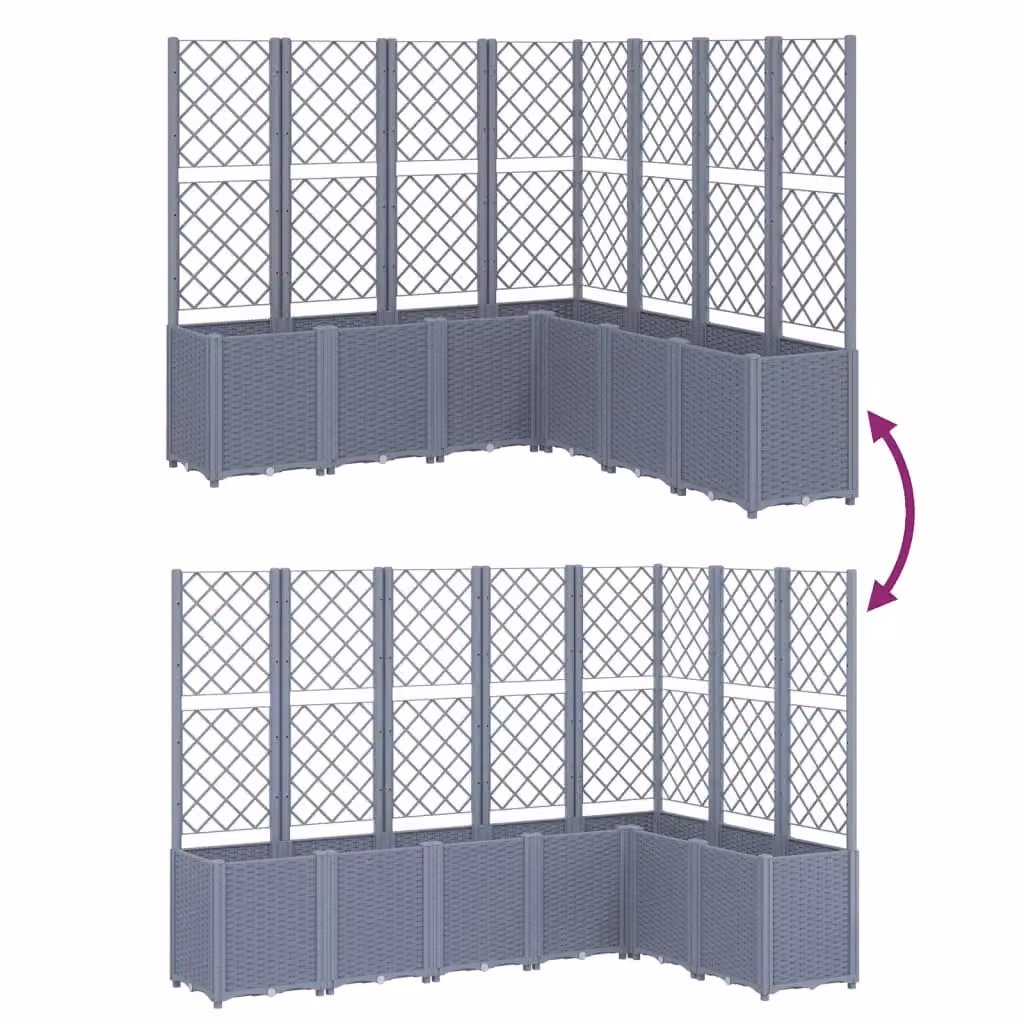 Berkfield Home Garden Planter with Trellis in Blue and Grey, W/D/H: 160 x 160 x 140 cm – 3
