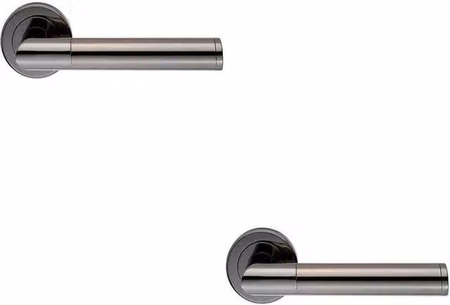 Loops 2x Pair Sectional Round Bar Handles with Round Rose in Black Nickel Finish – 1