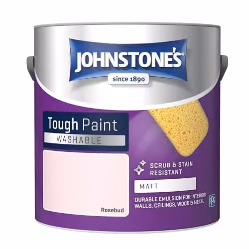 Johnstone's Rosebud Washable Matt Wall and Ceiling Paint, Pink, 2.5L – 1