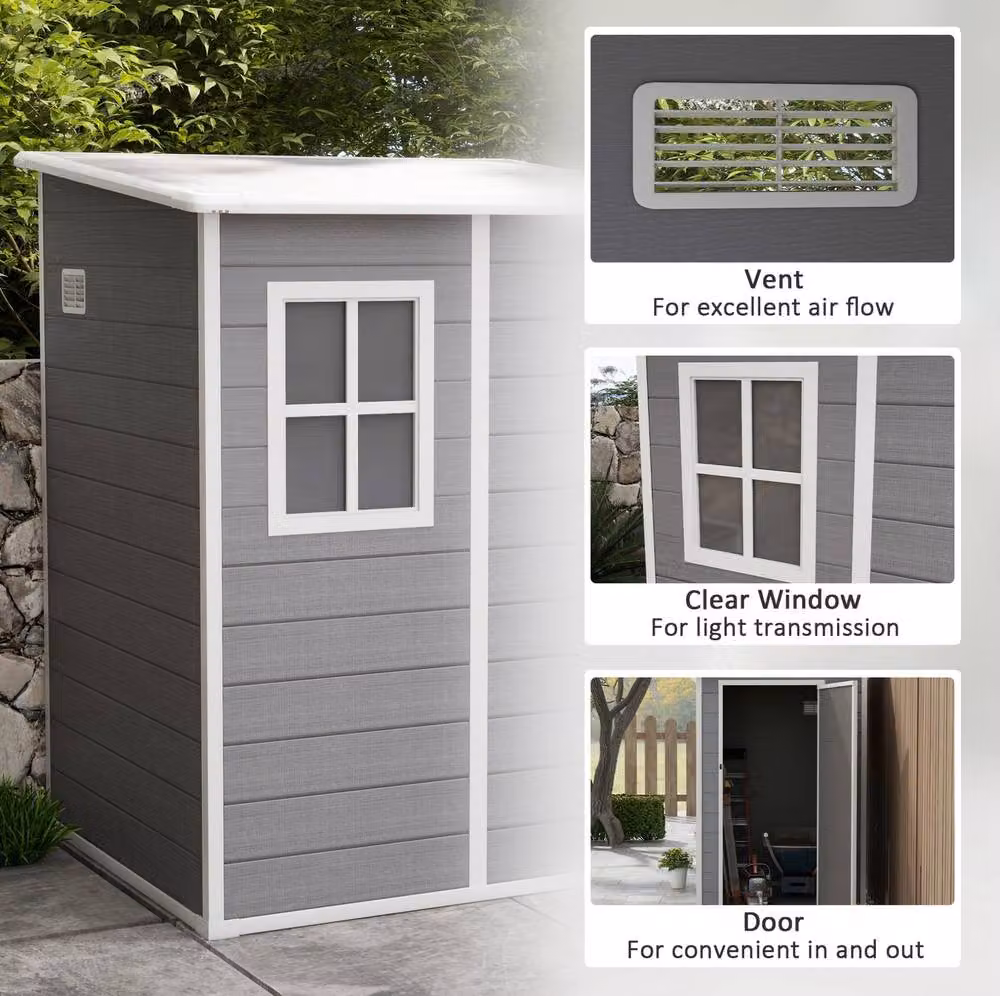 STILVORA Grey Corner Cabinet Storage Unit with Single Door, Lock and Window, W/D/H: 102 x 129 x 192 cm – 3