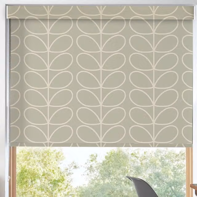 Orla Kiely Jumbo Linear Stem Made to Measure Blackout Roller Blind in Pebble Beige