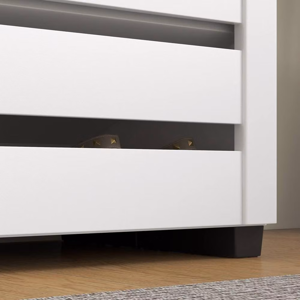 STILVORA Modern White Shoe Cabinet with Hinged Doors and Internal Shelves – 5