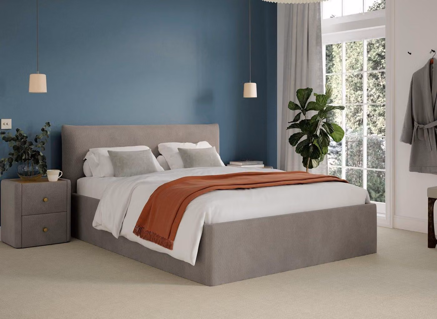 Silentnight Perrie Grey Fabric Upholstered Ottoman Bed Frame with Lift Up Base
