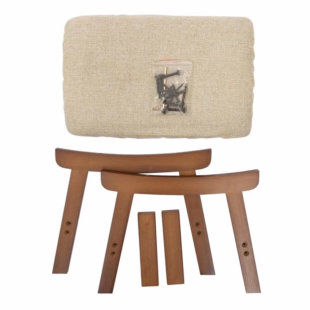 KORVIXA Rectangular Wooden Footstool and Sofa Footrest in Beige and Multicolour, W/D/H: 100 x 100 x 100 cm – 3