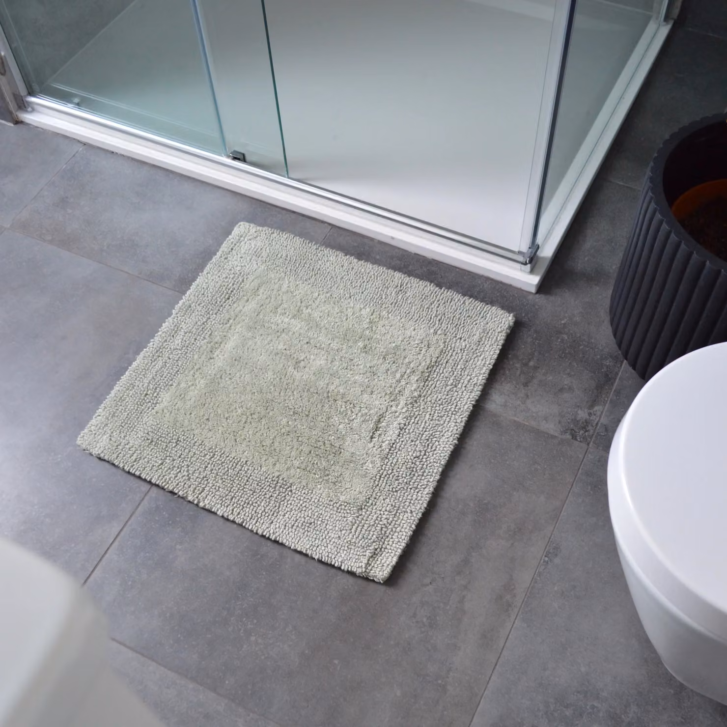 Allure Bath Fashions Reversible Heavyweight Cotton Square Shower Mat, Green, W/D/H: 55 x 55 x 55 cm – 2