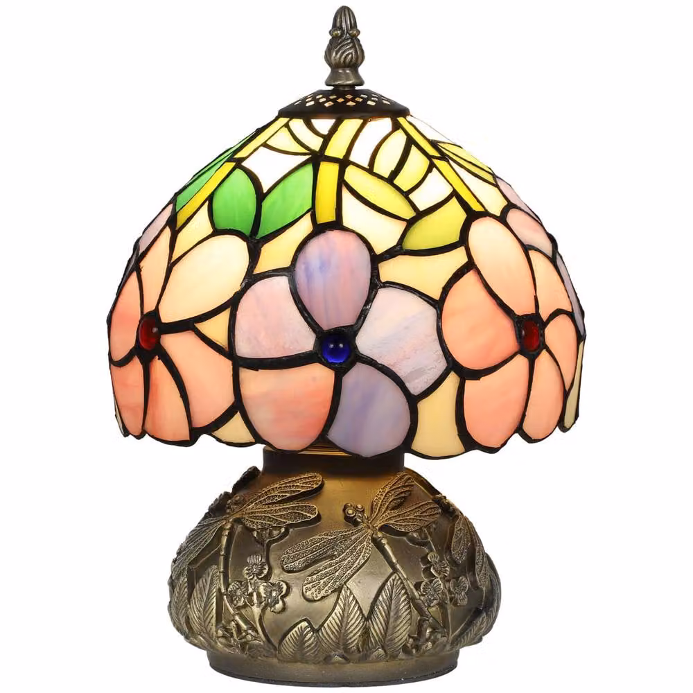 Wyld Haus Pink Tiffany Dragonfly Table Lamp with Bronze-Tone Base – 2