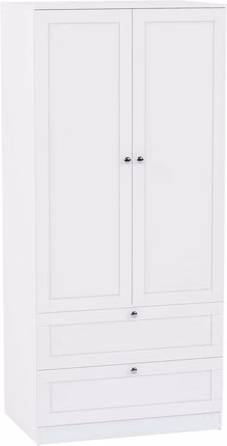 Vida Designs Altino 3 Piece White Bedroom Set Including 2 Drawer Bedside, 5 Drawer Chest and 2 Door 2 Drawer Wardrobe