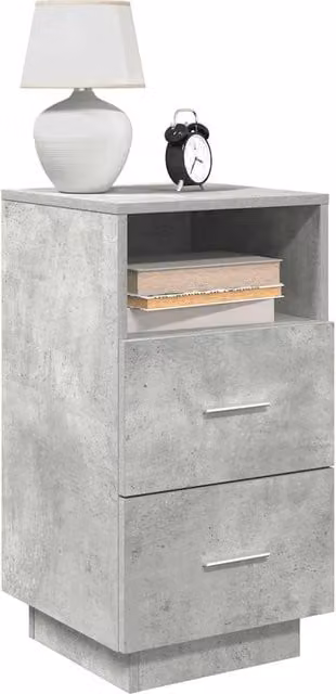 Berkfield Home Set of 2 Bedside Cabinets with 2 Drawers in Concrete Grey, W/D/H: 36 x 36 x 68 cm – 1