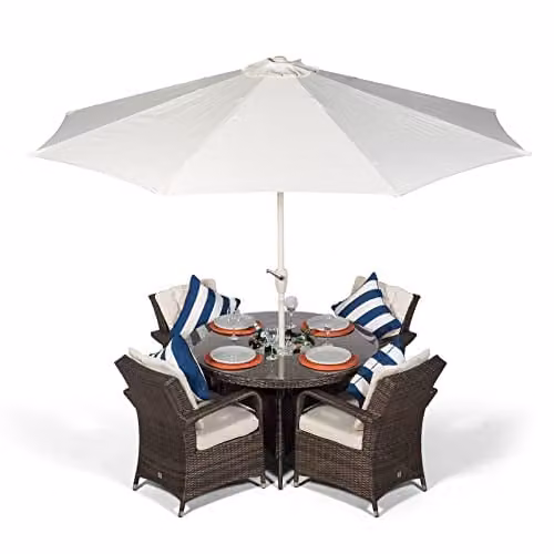 Thats Furniture Arizona 4 Seater Rattan Garden Dining Set with Ice Bucket Cooler in Brown