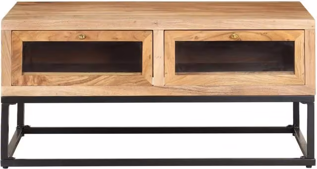 Berkfield Home Rectangular Coffee Table in Brown Solid Acacia Wood, W/D/H: 90 x 60 x 40 cm
