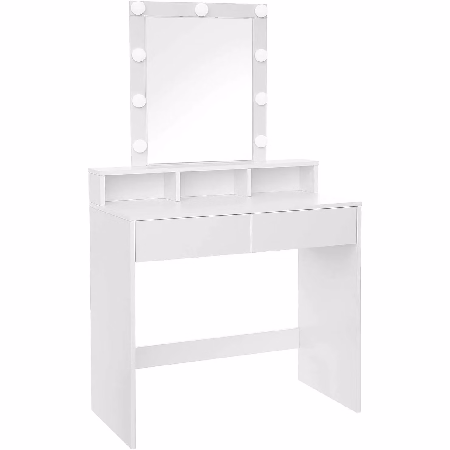 VASAGLE Modern White LED Vanity Table with Adjustable Brightness Mirror and 2 Drawers – 6