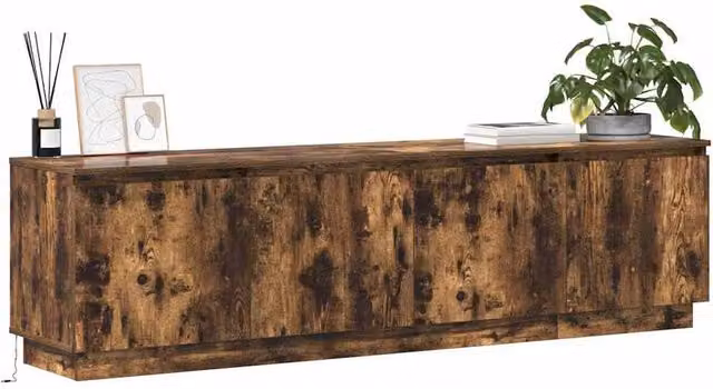 Berkfield Home TV Cabinet in Smoky Oak Brown with LED, Engineered Wood, W: 180 cm, D: 49 cm, H: 38 cm