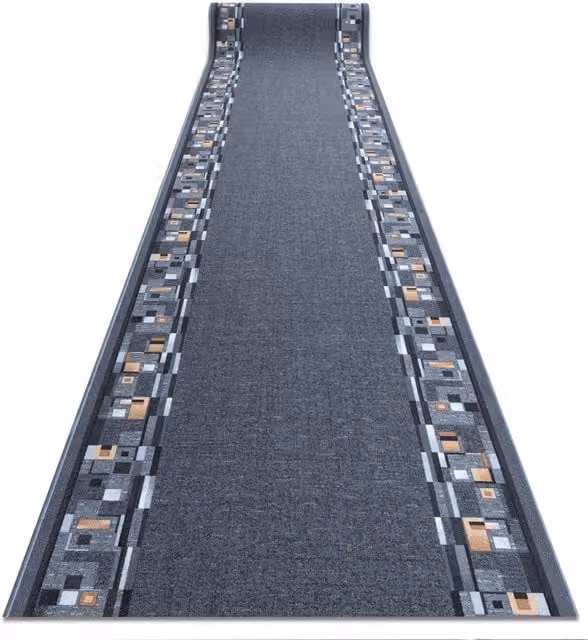 RugsX Grey Geometric Modern Non-Slip Polypropylene Runner, W: 100 cm, L: 200 cm – 1