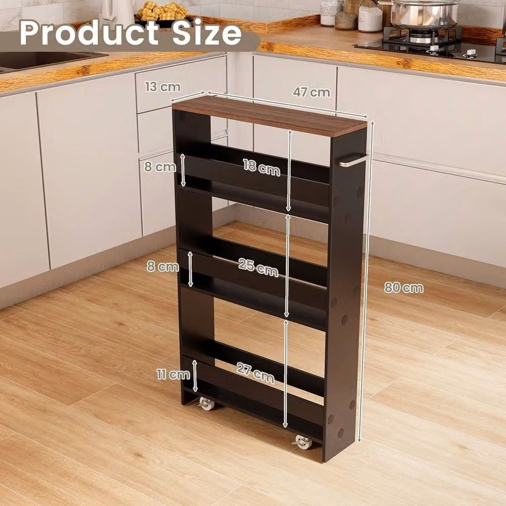VOGREX Black 4-Tier Wheeled Metal Utility Storage Cart with Adjustable Shelves – 2