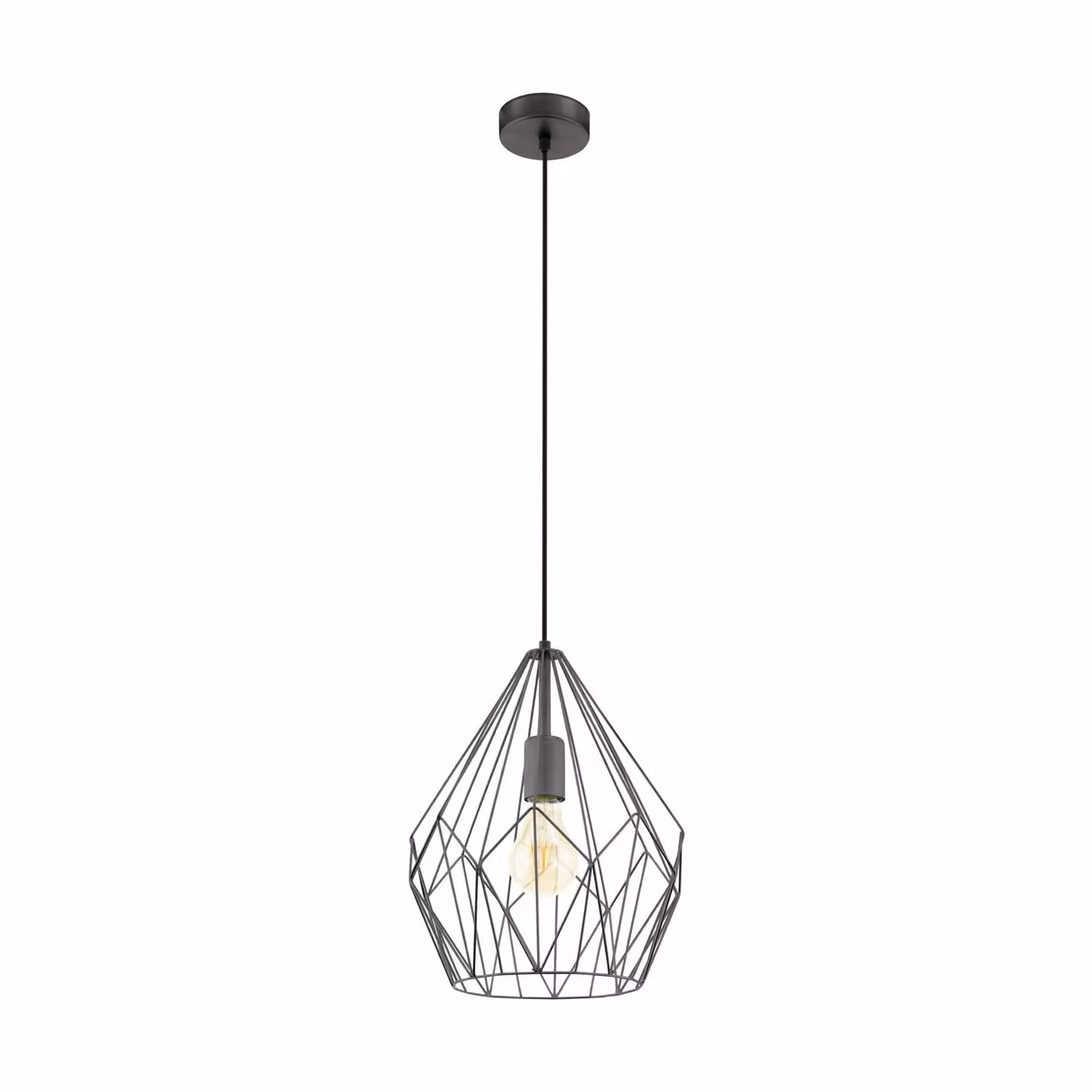 Eglo Carlton Metal Geometric Black Pendant Light with E27 Vintage Style Design – 2