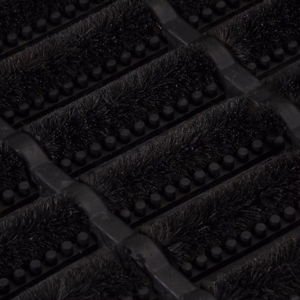 Berkfield Home Rectangular Door Mat in Black, Rubber and Coir, W: 75 cm, D: 45 cm – 4