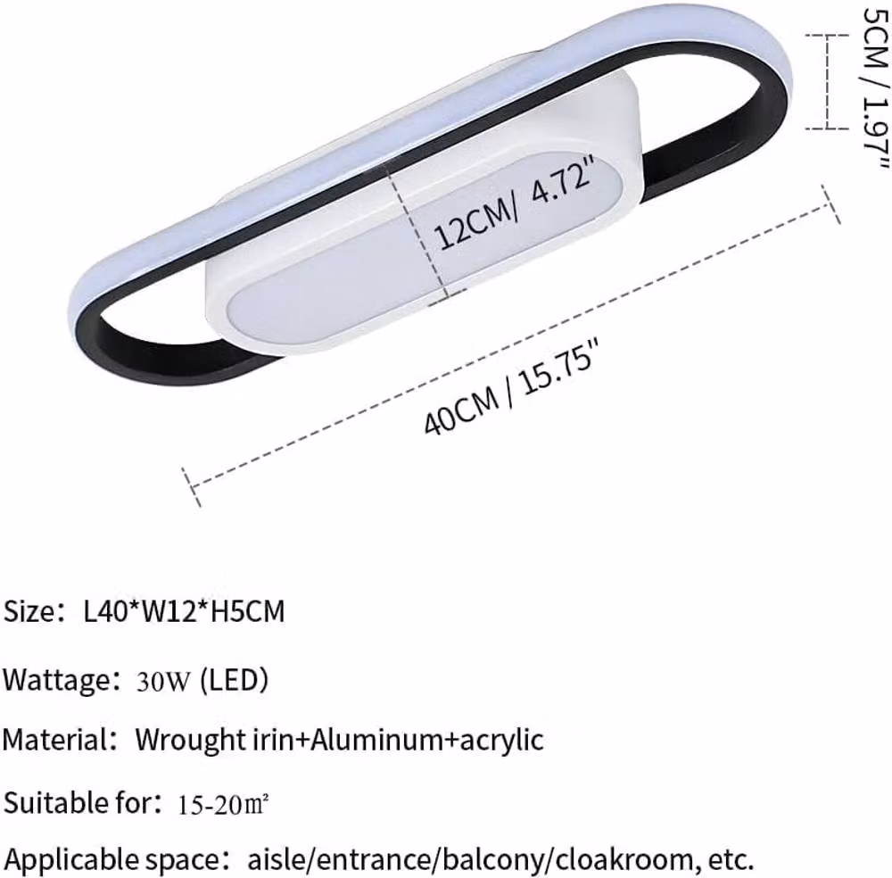 Goeco Modern LED Oval Ceiling Light, 30W, 6500K Cool White, White – 2