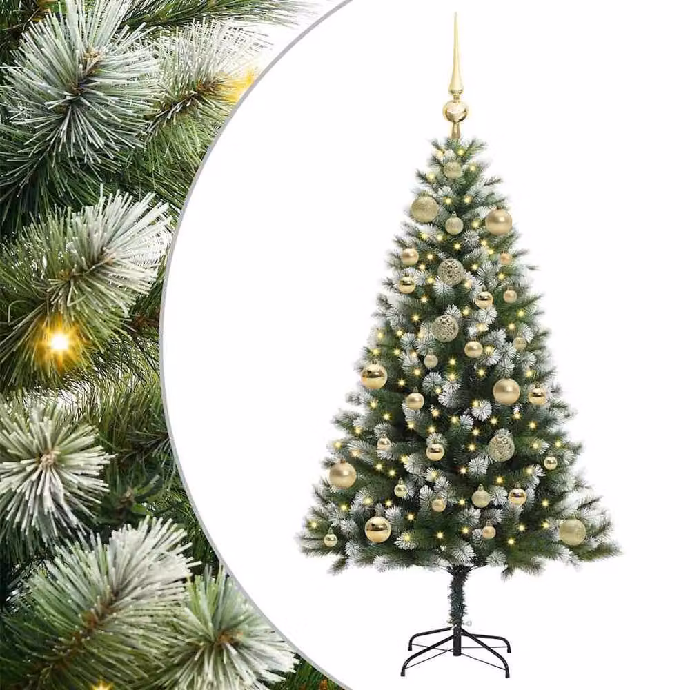 Berkfield Home Artificial Hinged Christmas Tree with Flocked Snow, Green, Height: 120 cm – 2