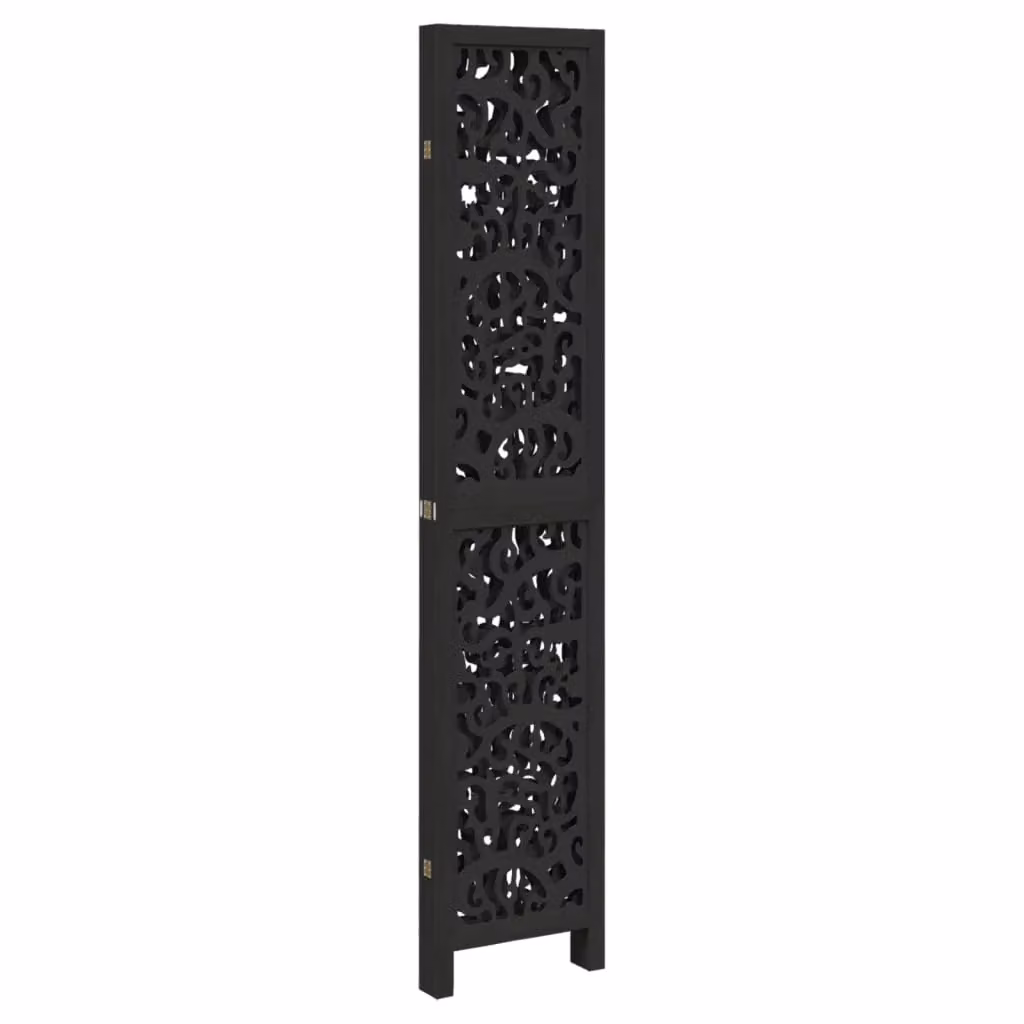 Berkfield Home 4-Panel Black Solid Paulownia Wood Room Divider – 3