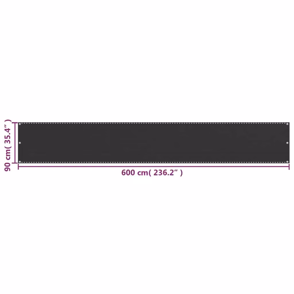 Berkfield Home Balcony Screen HDPE Anthracite Black W: 90 cm, L: 600 cm – 3