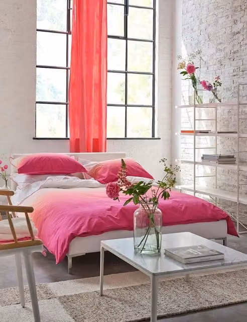 Designers Guild Savoie Pink Mix Cotton Percale Bedding Set W: 200 cm