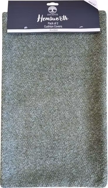 Divante Hemsworth Green Boucle Cushion Covers, Pack of 2