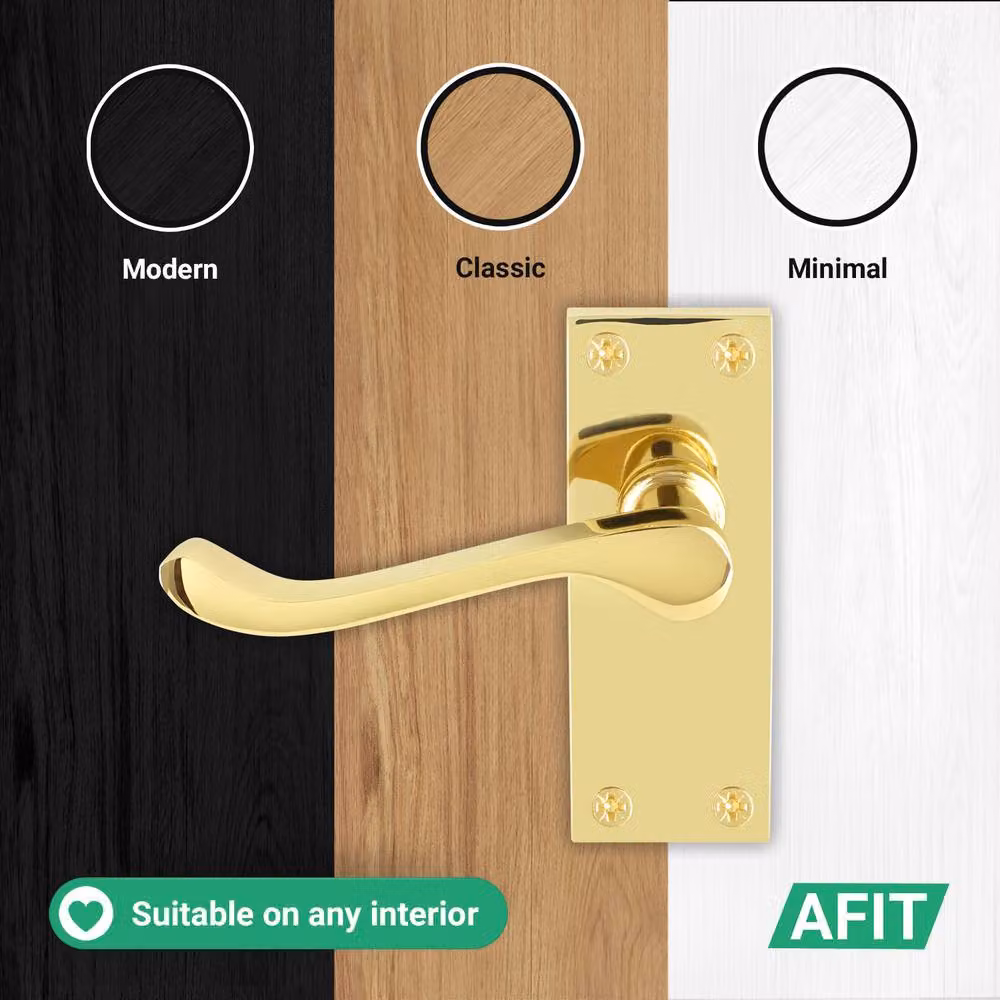 AFIT Polished Brass Scroll Door Handle and Latch Set in Gold, W/D/H: 15 x 15 x 6.4 cm – 4