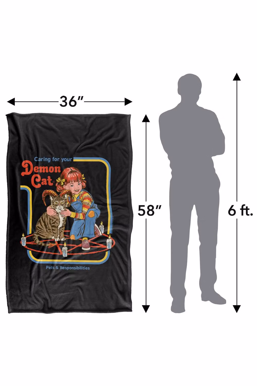 Steven Rhodes Caring For Your Demon Cat Multicolour Super Soft Fleece Throw Blanket W/D/H: 152 x 127 cm – 3