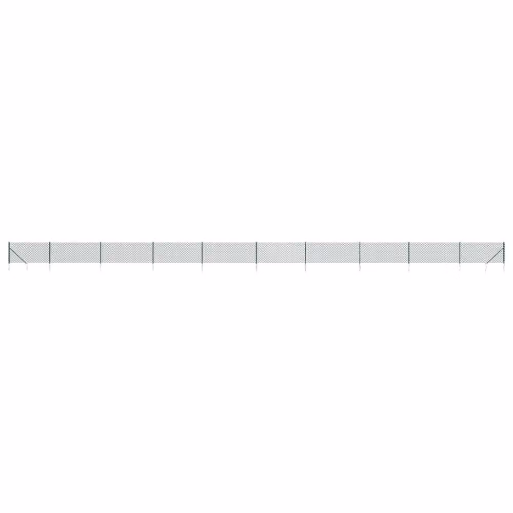 Berkfield Home Green PVC-Coated Steel Chain Link Fence with Spike Anchors, W: 0.8 m, L: 25 m – 2